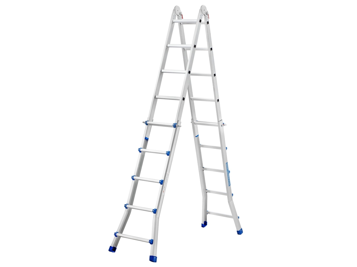 Escalera Telescópica De Aluminio 5,1 M, Escalera Articulada 3 En 1 Plegable Telescópica Multifunción Aluminio 5 X 5 Peldaños