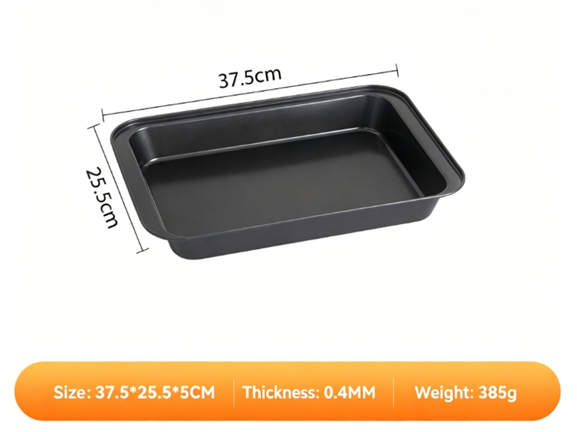 Torradeira Retangular Antiaderente - 37,5 × 25,5 × 5 Cm, Preta, Adequada Para Churrascos E Bufês.