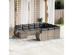 Conjunto de sofás de jardín de 11 piezas DKD Home Decor con cojines de mimbre gris
