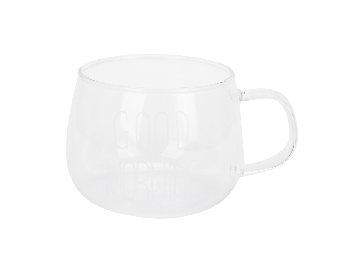 Taza de vidrio borosilicato transparente con asa para bebidas