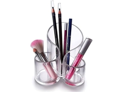 Organizador De Brochas De Maquillaje De Acrílico Transparente Con 3 Compartimentos Para Guardar Cosméticos.