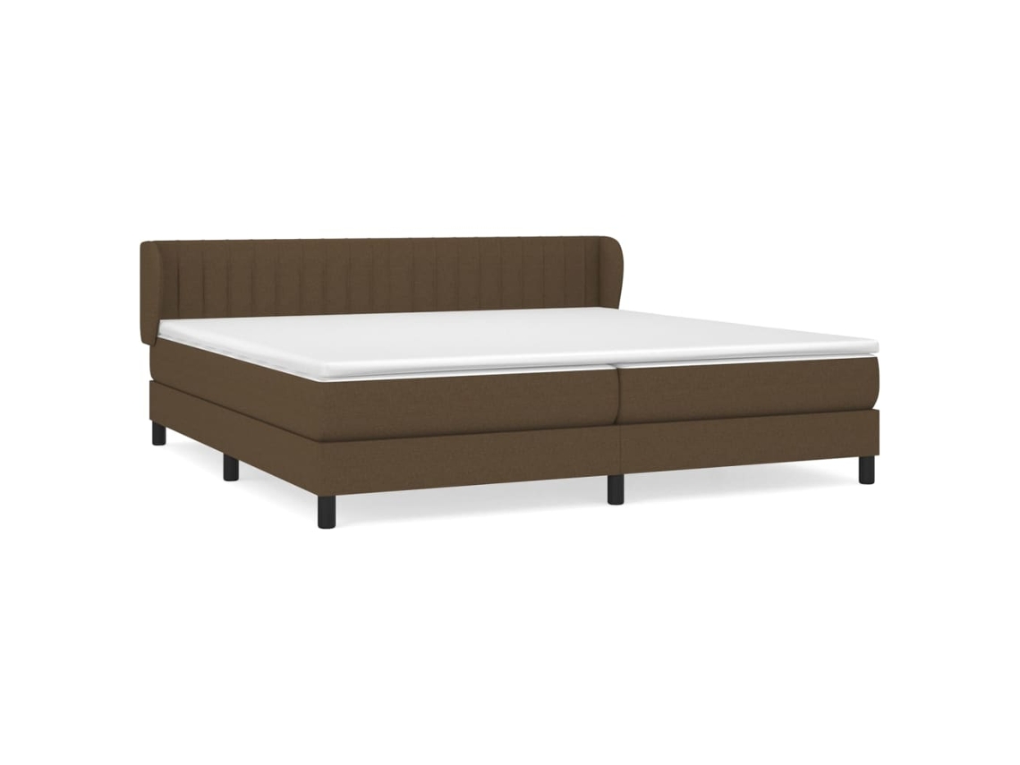 Maison Exclusive - Cama Box Spring Con Colchón Tela Marrón Oscuro 200x200 Cm