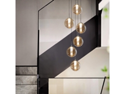 ZMH Lámpara colgante LED de altura ajustable con pantalla de cristal para sala de estar