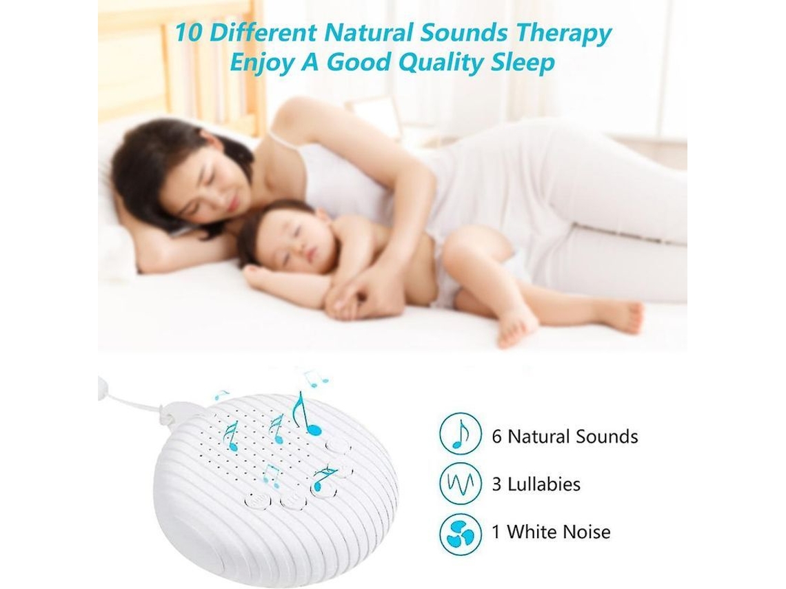 Máquina de ruido blanco Fastst, 10 sonidos naturales suaves y portátiles para terapia de sonido y cuidado del sueño.