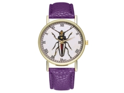 Reloj De Pulsera Retro Para Mujer Y Hombre Moda Cuarzo Analógico Morado