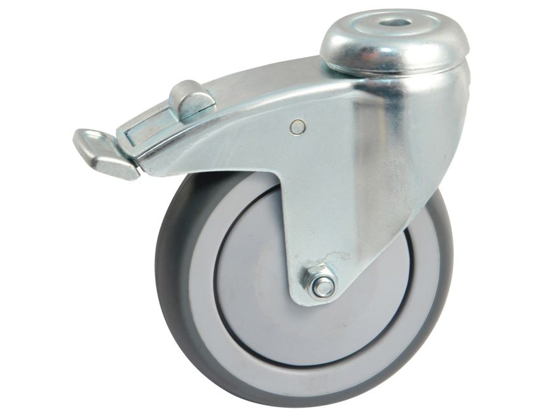 Rueda Giratoria Redonda Gris Platino Ø100Mm Con Freno AVL 550892O