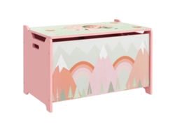Caixa Organizadora Brinquedos Infantil Alças Estampa Raposa 60x37x39 Rosa