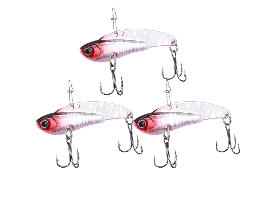 3 Señuelos De Pesca Artificiales De Metal, Hundimiento Por Vibración, Cebo Duro, Cabeza Roja, Cuerpo Plateado.