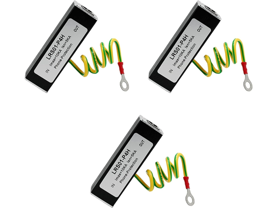 Protector Contra Sobretensiones Para Teléfono Y Fax 3x, Pararrayos Rj11 Kl01- P4h, Negro, Adsl