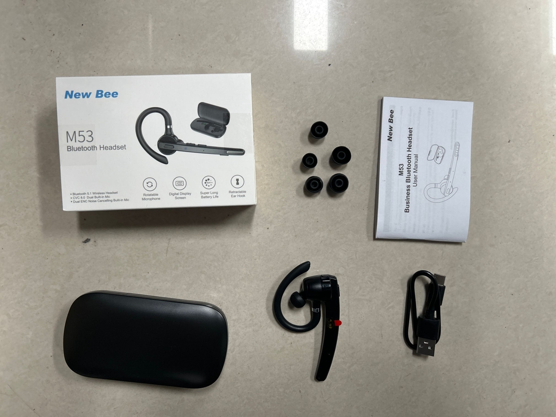 Auriculares Bluetooth Mono Con Gancho Para Oreja Y Ajuste Extensible Bluetooth 5.1