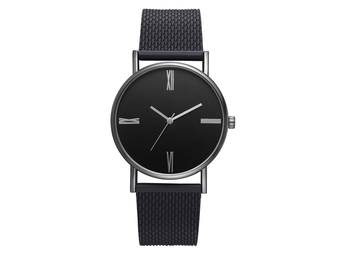 Reloj Unisex De Moda Con Movimiento De Cuarzo Y Brazalete Metálico (negro)