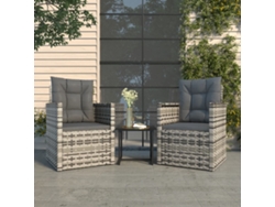 Conjunto de muebles de exterior con cojines de mimbre gris, Dkd Home Decor
