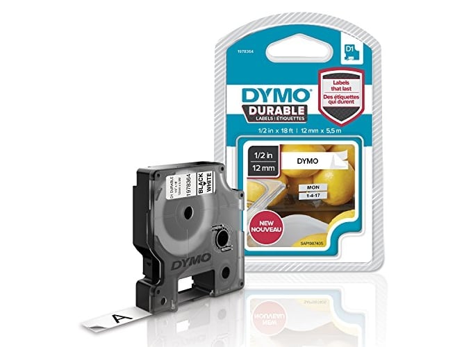 Cinta Etiquetas DYMO D1 12MMX5,5M Negro/Blanco 1978364