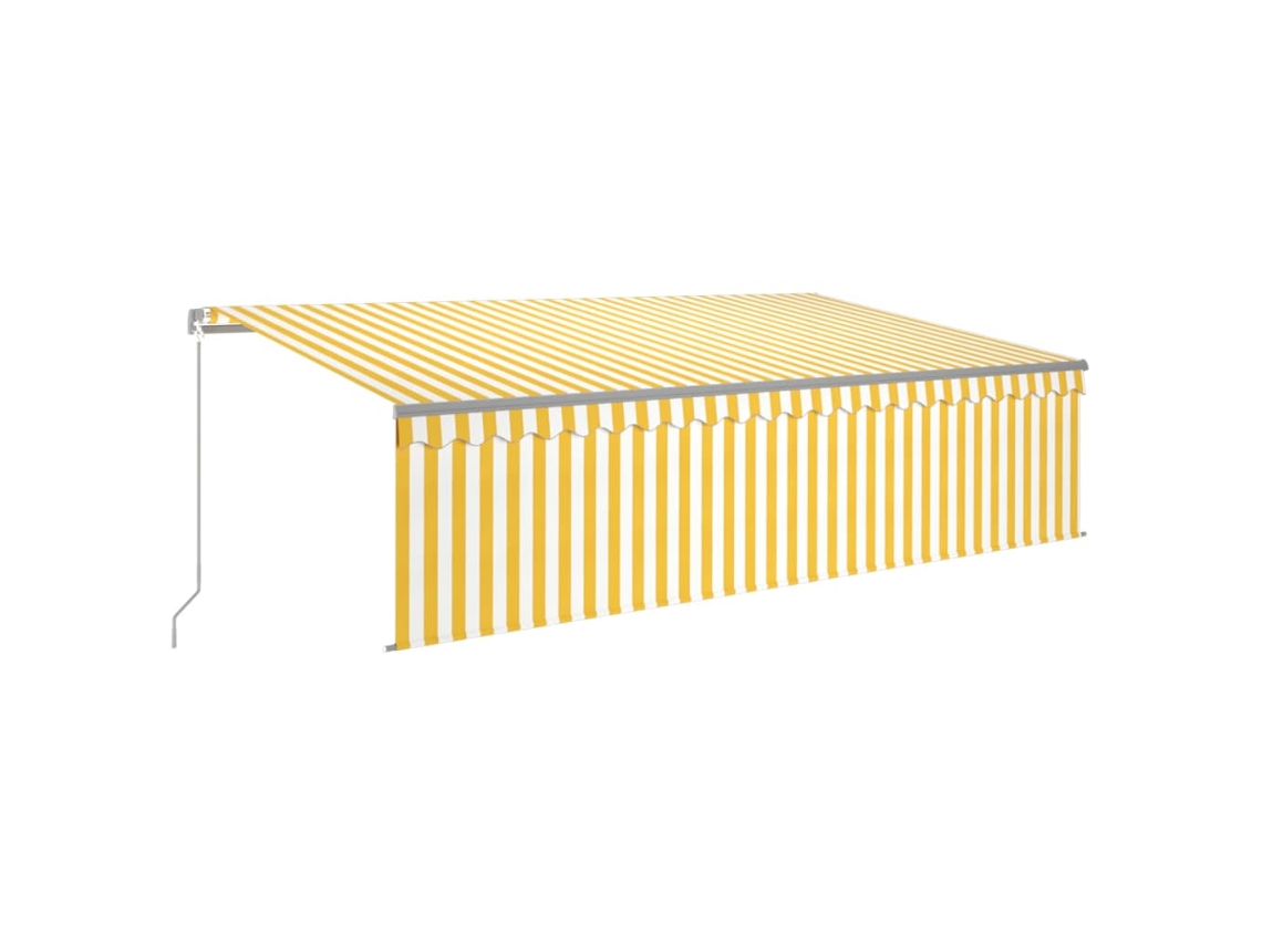 Toldo retráctil manual VIDAXL persiana y LED amarillo y blanco (5x3 m)