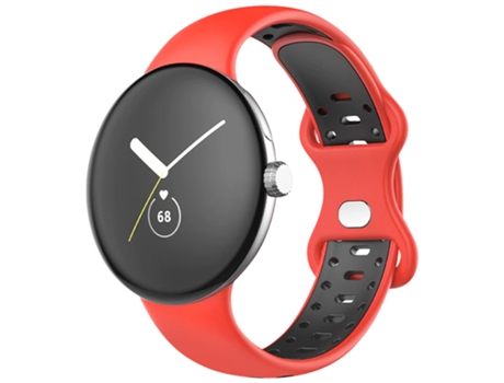 Correa Google Pixel Watch Silicona Bicolor Flexible Suave Rojo y Negro AVIZAR