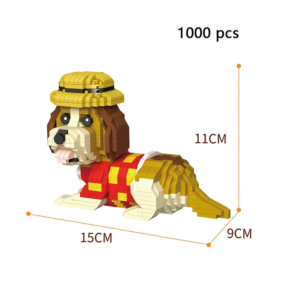 Bloques de construcción de perros en miniatura para juguetes infantiles