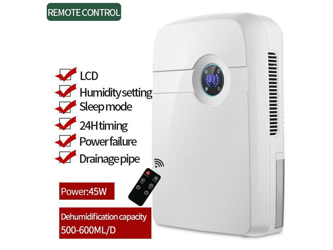 Deshumidificador eléctrico silencioso de 2,5 litros con temporizador y control remoto (2,5 l)