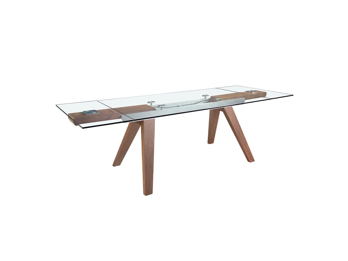 Mesa comedor extensible rectangular cristal templado ANGEL CERDA