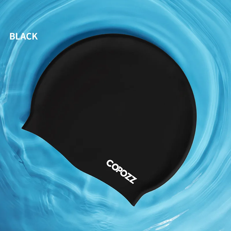 Gorro De Natación De Silicona Impermeable (negro), Gorro De Natación Profesional Para Mujeres Con Cabello Largo.