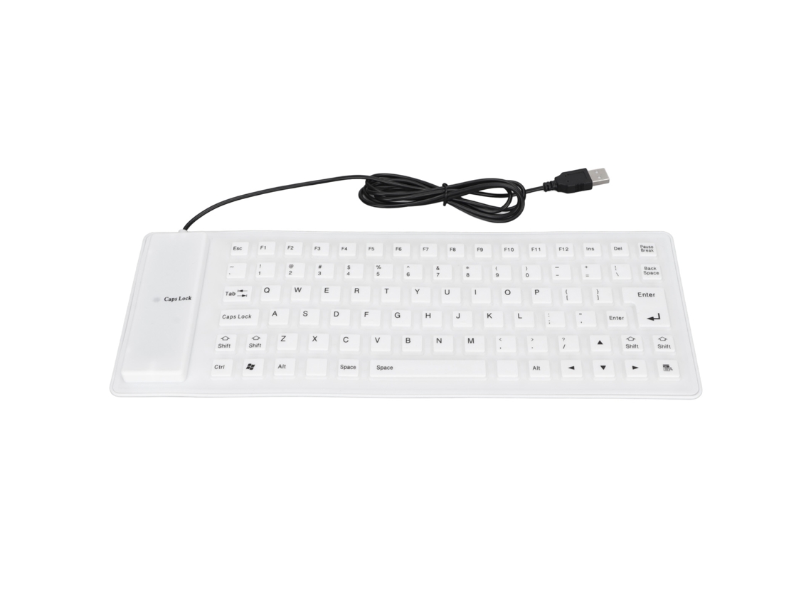 Teclado De Silicone Selado Usb Com Fio Leve Portátil Silencioso Macio Confortável 85 Teclas Branco