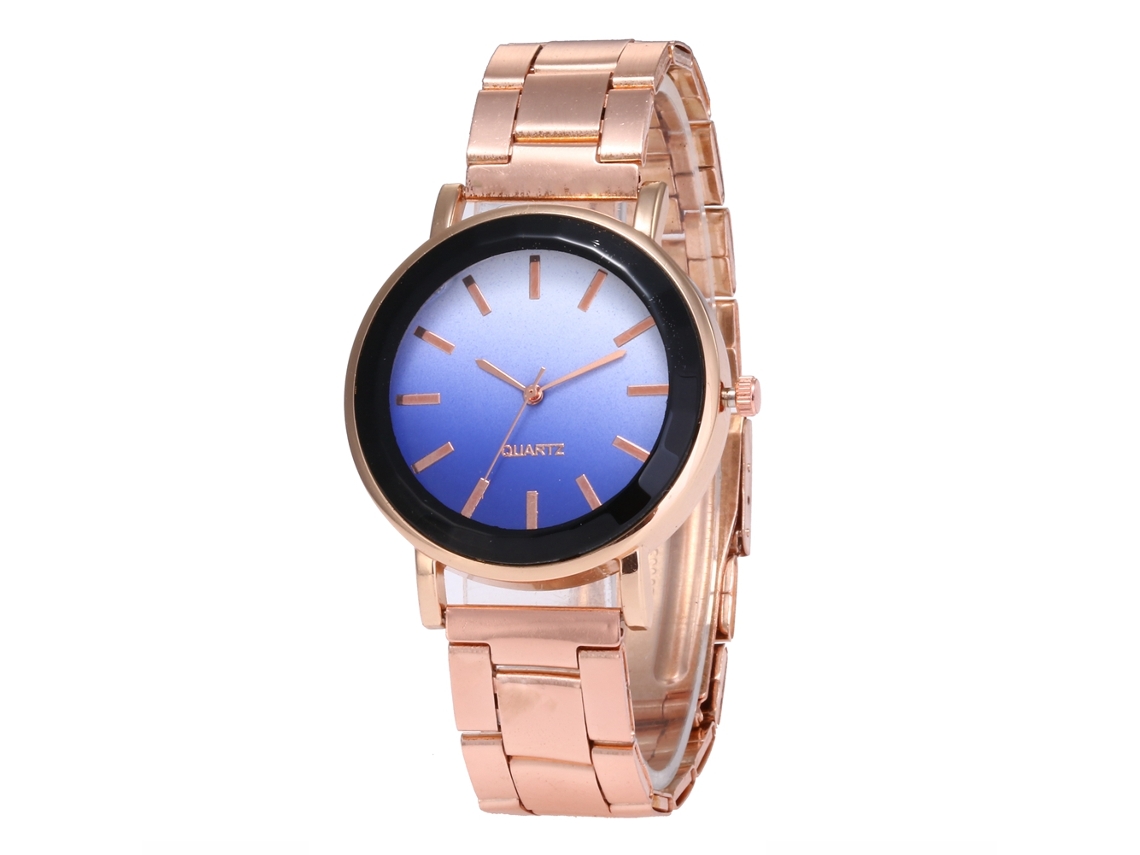 Reloj De Pulsera Unisex De Cuarzo Con Brazalete De Acero, Color Degradado, Azul Casual Y Moderno, Zhoulianfa