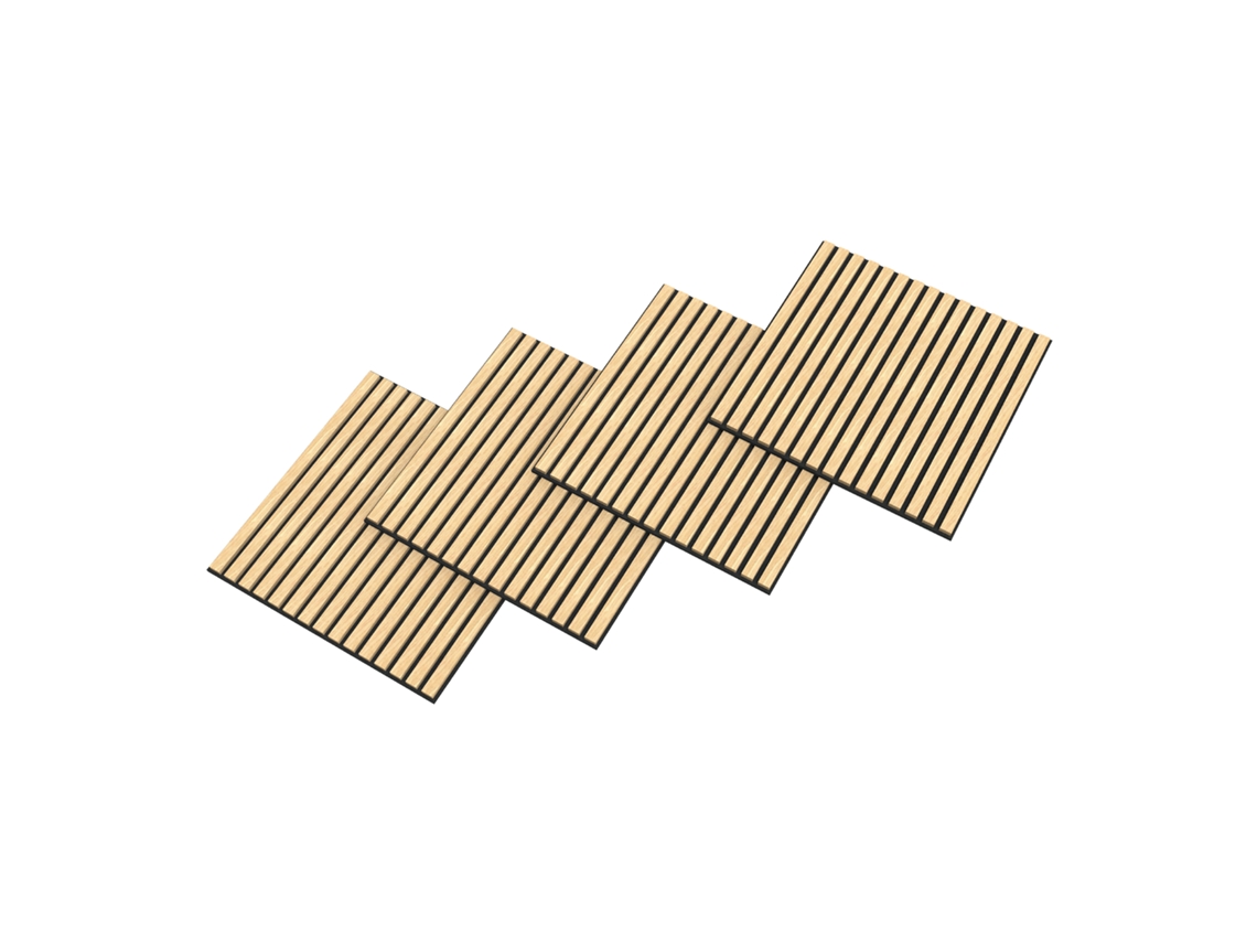 Conjunto de 12 paneles acústicos Vang 3D, 4,32 m², lamas lineales - roble claro, Neu.holz
