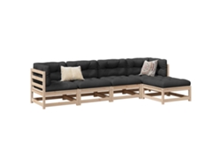 Conjunto de sofá de jardín con cojines de pino macizo Dkd Home Decor