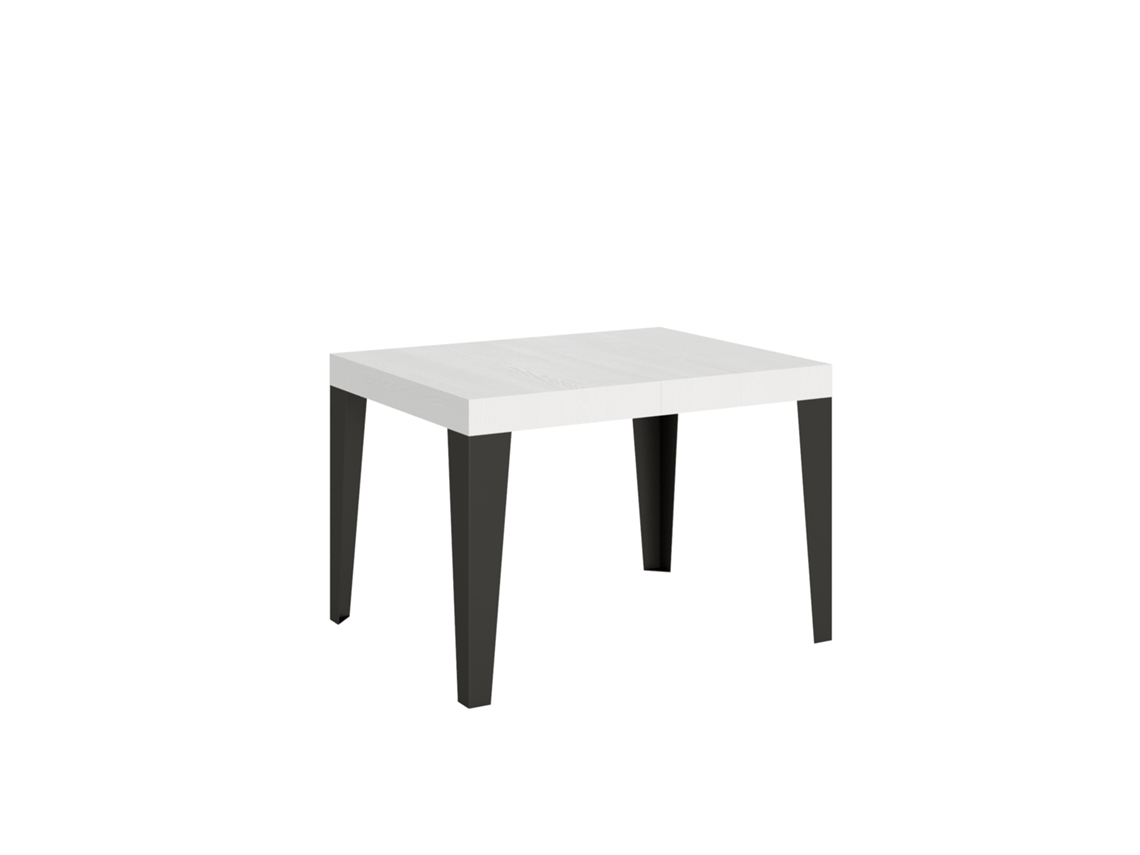 Mesa extensible 80x120/204 cm Flame Fresno Blanco estructura Antracita
