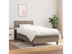 Cama Box Spring Con Colchón Tela Gris Taupe 90x200 Cm