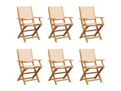 Maison Exclusive - Sillas De Jardín Plegables 4 Uds Madera Maciza Y Tela Beige