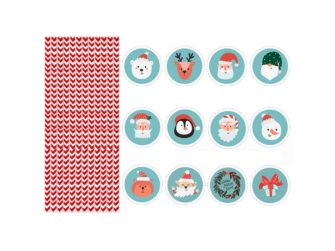 24 pajitas de papel desechables para fiesta de Navidad RNEMITERY