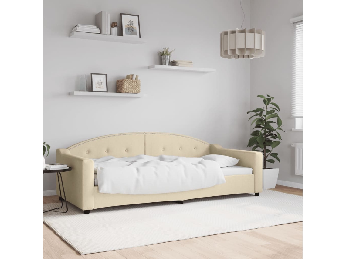 Sofá Cama Sin Colchón Tela Crema 90x200 Cm