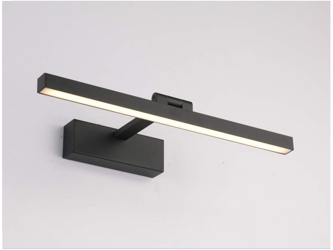 Luz de baño LED, lámpara de gabinete con espejo, lámpara de pared de ángulo ajustable, (negro / blanco cálido)