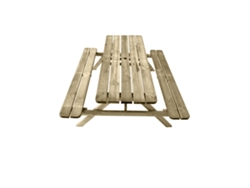 Mesa De Picnic Para 6-8 Adultos | Resistencia | Comedero De Madera Para Exterior | 177 X 152 X 71 Cm Natural