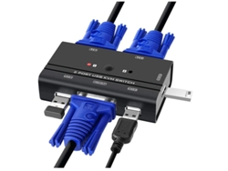 Conmutador KVM de 2 cables negro YIZHOOD