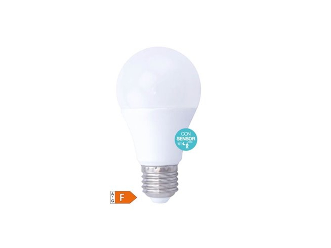 Bombilla LED estándar con sensor de presencia crepuscular, 9 W, E27, 6000 K, GSC