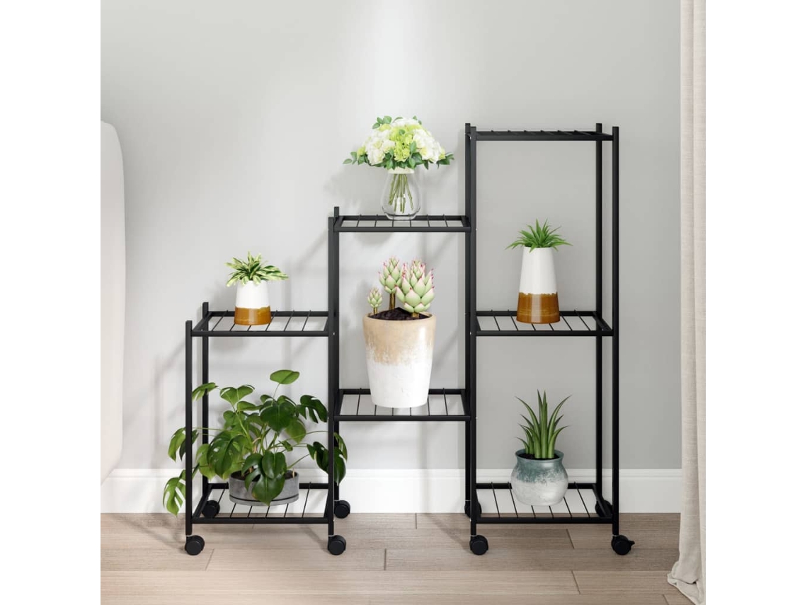 Soporte de Macetas con Ruedas 83X25X83,5 cm Hierro Negro