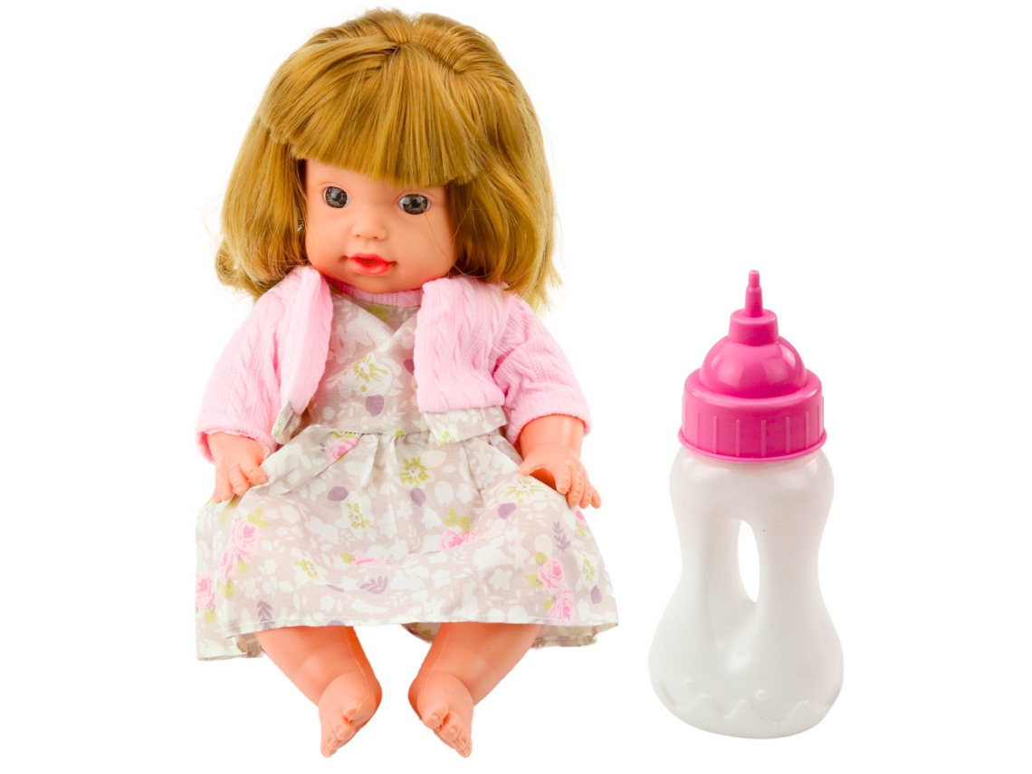 Muñeca Bebé con Biberón, Vestido Rosa Empolvado, Sonidos, 30cm B.active