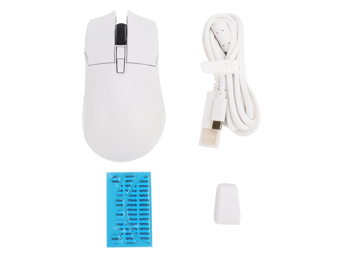Ratón inalámbrico para juegos con tres modos, 2.4G, USB-C, Bluetooth, 26kdpi y sensor óptico programable.