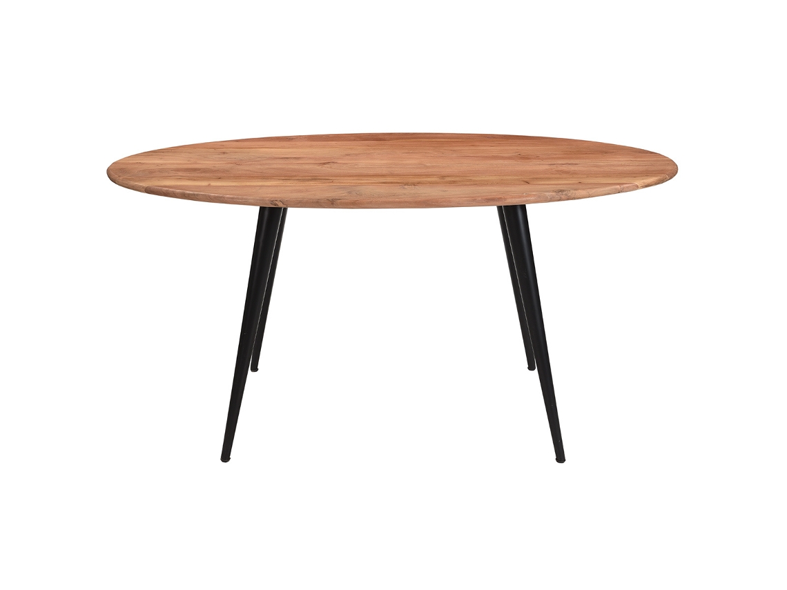 Mesa de Comedor Ovalada de Madera de Acacia Maciza Y Metal 160 Cm Obali MILIBOO