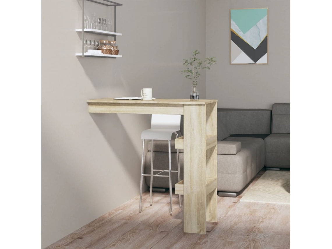 Mesa de bar  Mesa alta de pared 102x45x103,5cm Derivados de madera de roble Wsd690609 Lovely Home