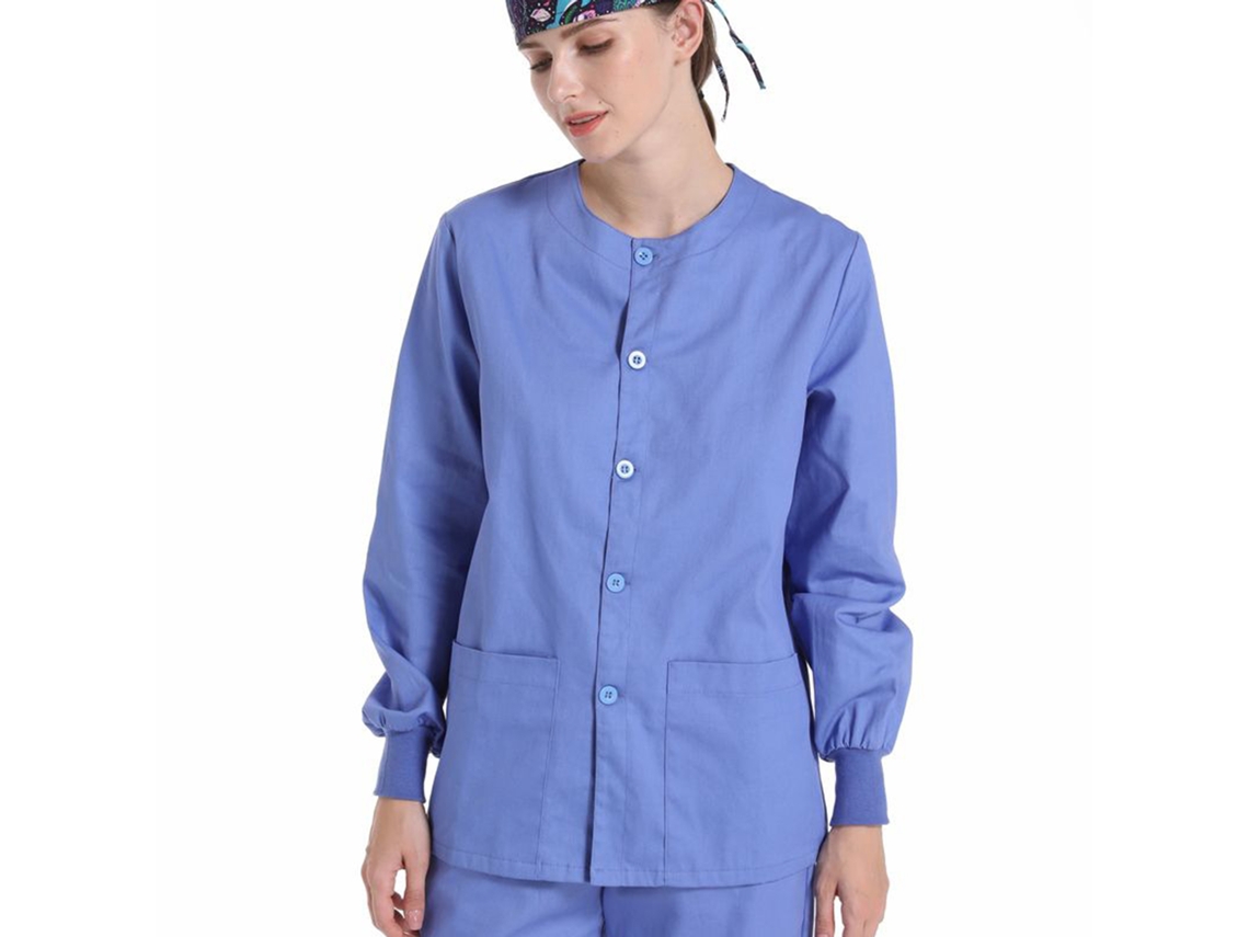 Bata Médica/de Enfermería De Laboratorio, Manga Larga, Resistente Al Cloro, Poliéster Y Algodón.