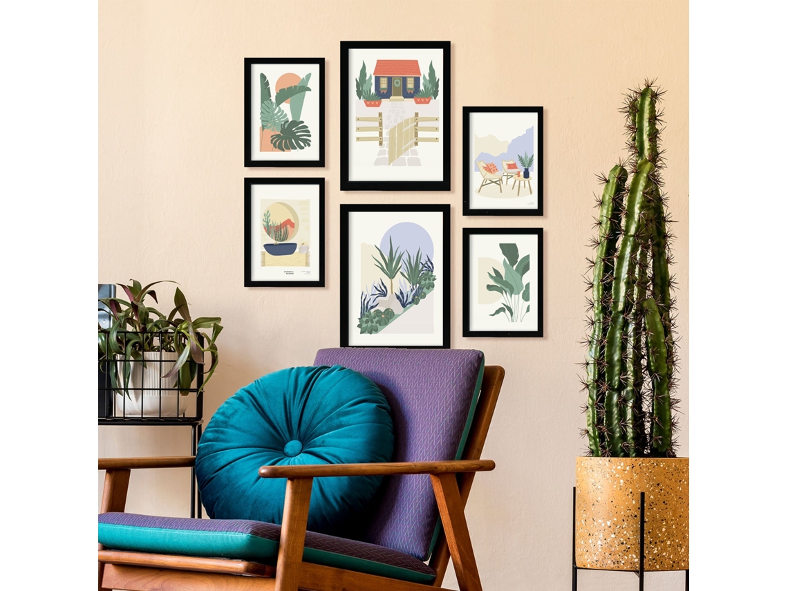 NACNIC Set De 6 Posters Minimalismo En Colores Pastel Desierto Láminas De Paisajes Y Naturaleza Para  Tamaños A3 & A4 Marcos Negros