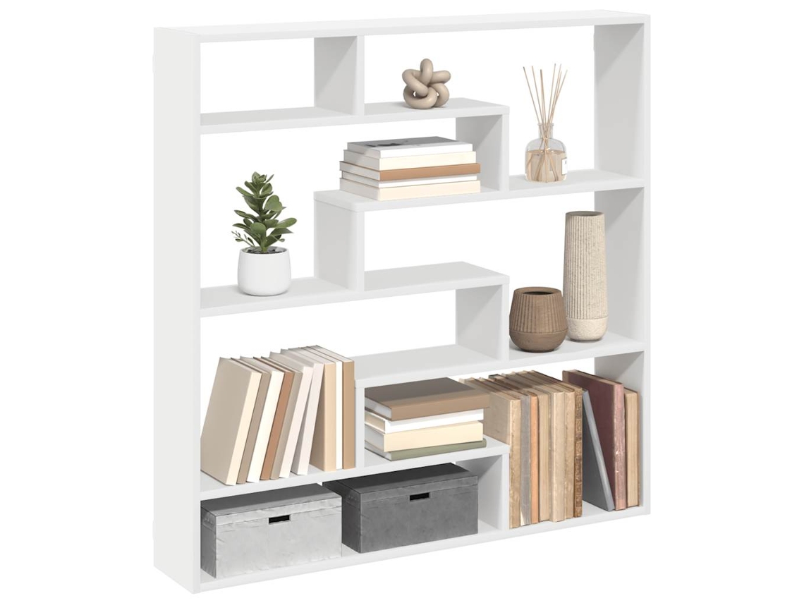 Estante Cubo De Pared 7 Compartimentos Madera Ingeniería Blanco