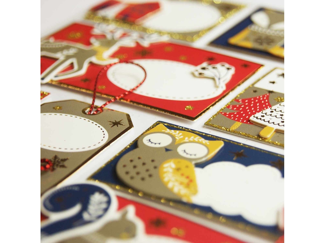 8 Pegatinas GLOBAL GIFT de regalo autoadhesivas - Bosque de Navidad