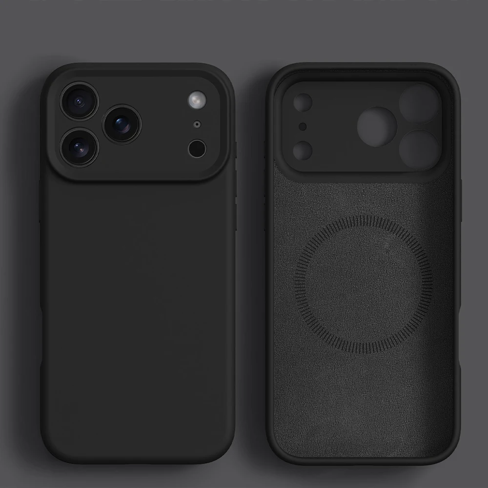 (iphone 15 Pro Negro) Funda Magnética De Silicona Líquida Para Teléfono, Compatible Con Iphone