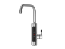 JILLIOPER Grifo de cocina eléctrico de acero inoxidable, calentador de agua giratorio de 360 grados con pantalla de temperatura instantánea, grifo sin tanque de