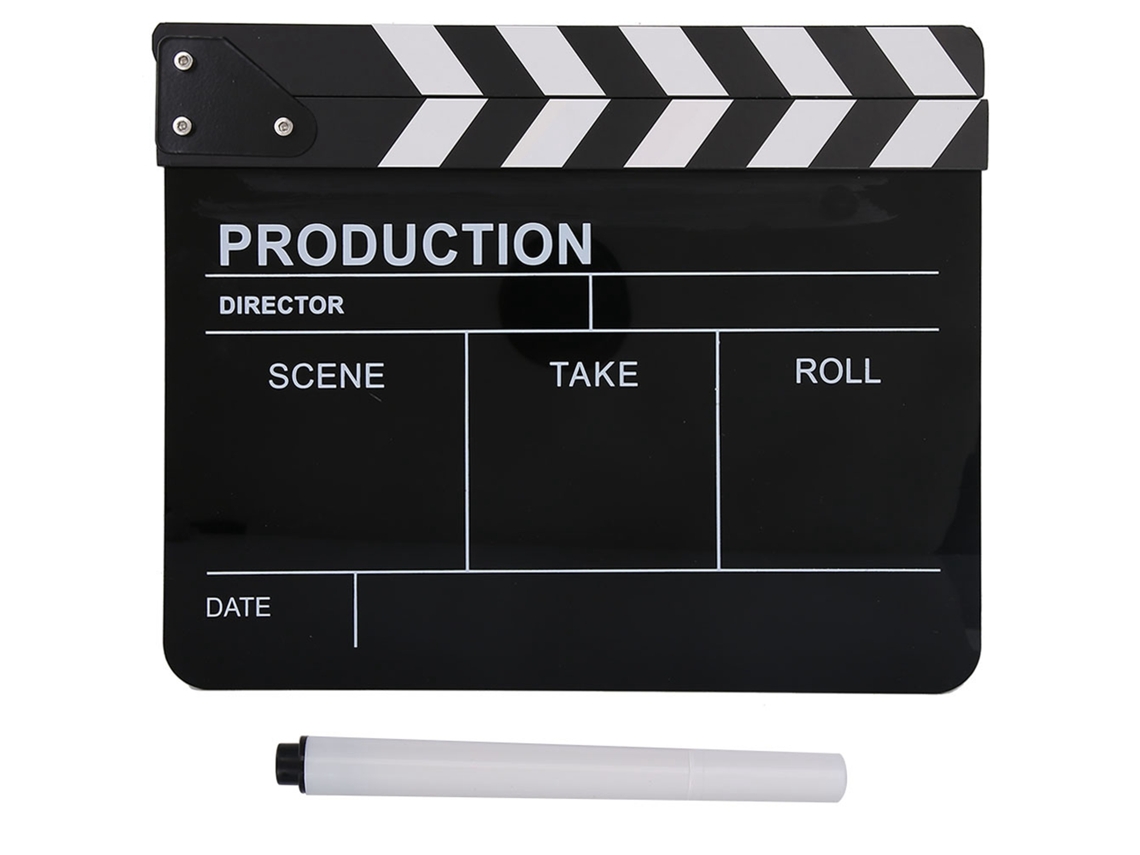 Claqueta para cine y producción cinematográfica, atrezo para montaje del director, claqueta de escena de película