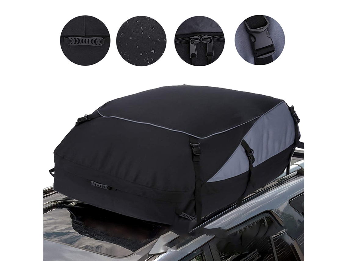 Bolsa de transporte de carga grande para techo de automóvil, color negro y gris, tamaño S Inf.