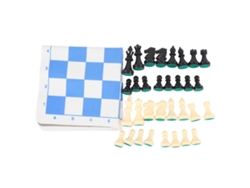 Urbannova-juego De Ajedrez Con 32 Piezas De Plástico Y Tablero De Cuero Sintético Azul Y Blanco De 13,8 Pulgadas Para El Hogar, Viajes, Escritorio Portátil.